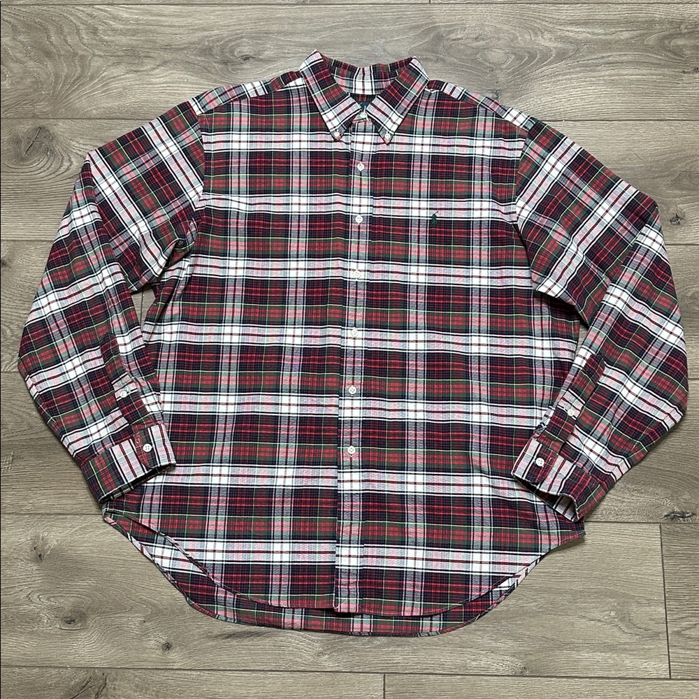 Ralph Lauren Plaid Long Sleeve Button Up Shirt Red Black Size‎ XL